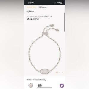 Kendra Scott Elaina Silver Adjustable Chain Bracelet barely worn